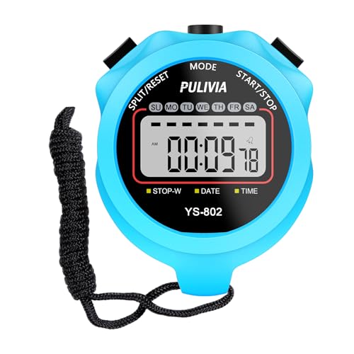 Stopwatch Timer, Digital Stop-Watch for Sports, Blue - color: Blue