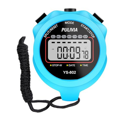 Stopwatch Timer, Digital Stop-Watch for Sports, Blue - color: Blue