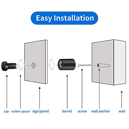 MTRSOCHO 8 Pack Standoff Screws 3/4 x 1 Inch Black Sign Standoffs Stainless Steel Stand Off Wall Mounts for Hanging Acrylic Picture Frame, Advertising Screws Kit