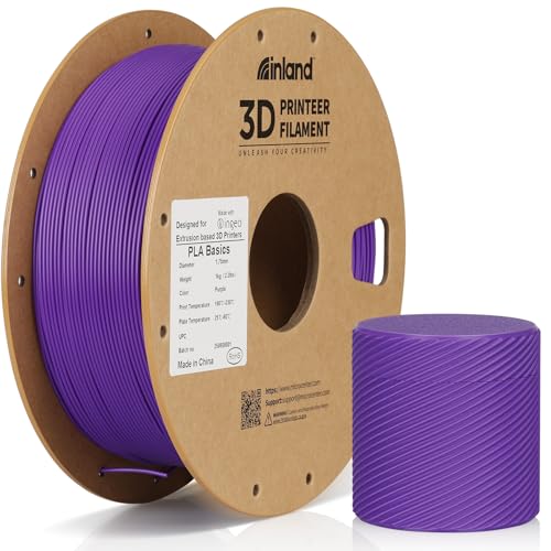 Inland PLA Basics Filament 1.75mm, 1kg Spool – Dimensional Accuracy ±0.02mm, Neatly Wound, Fits Most FDM 3D Printers (Purple, 1 Pack) - color: 1kg Purple