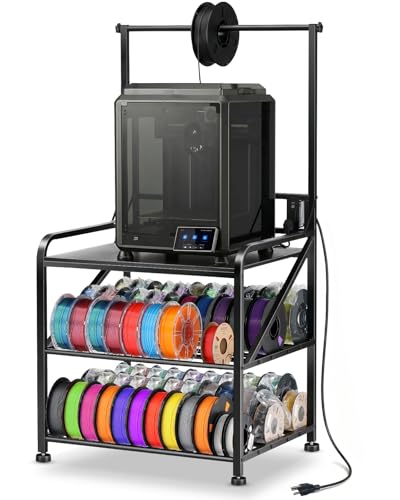 AHOWPD 3D Printer Stand with Filament Storage, Sturdy Heavy Duty Workbench - color: Black