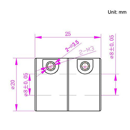 2 PCS 8mm to 8mm Shaft Coupling 25mm Length 20mm Diameter Coupler Aluminum Alloy for 3D Printer CNC Machine (8x8mm) - size: 8x8mm