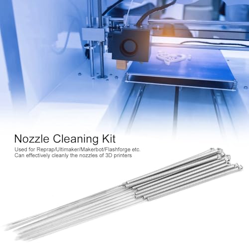 50 Pcs 3D Printer Nozzle Cleaning Kit, 1in Long Nozzle Cleaner 3D Printer, Stainless Steel Nozzle Cleaning Needles 0.2mm 0.25mm 0.3mm 0.35mm 0.4mm for Cleaning Nozzle
