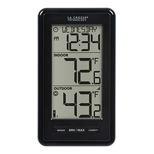 La Crosse Technology 308-43647-INT Digital Black Wireless Thermometer with Indoor Humidity, LCD - color: Black