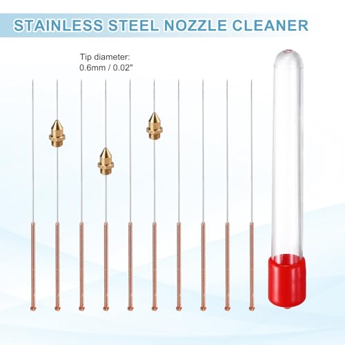 MECCANIXITY 10Pcs 3D Printer Nozzle Cleaning Kit Precision 0.6mm Stainless Steel Cleaner Needles for 3D Printer Clog Removal, Maintenance - size: 0.6mm