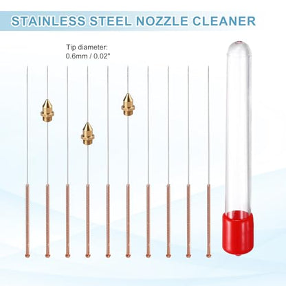 MECCANIXITY 10Pcs 3D Printer Nozzle Cleaning Kit Precision 0.6mm Stainless Steel Cleaner Needles for 3D Printer Clog Removal, Maintenance - size: 0.6mm