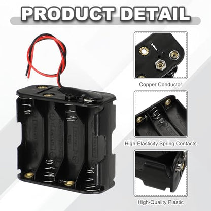 MECCANIXITY 2Pcs 8 x 1.5V AA Battery Holder with 9V I Type Snap Connector