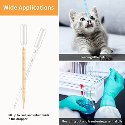 G2PLUS 100PCS 5ml Transfer Pipettes, Plastic Graduated Pipettes, Calibrated Disposable Dropper for Liquid, Essential Oils, Science Laboratory, Experiment, Make up Tool - size: 5ML