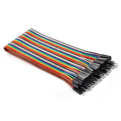 Chanzon 40pcs 30cm Long Male to Female Ribbon Jumper Wire Dupont Cable Line - color: (2) Male to Female (40pcs), size: 30CM