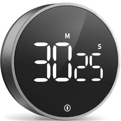 Digital Magnetic Kitchen Timer & Stopwatch with LED Display, Space Gray - color: Space Grey