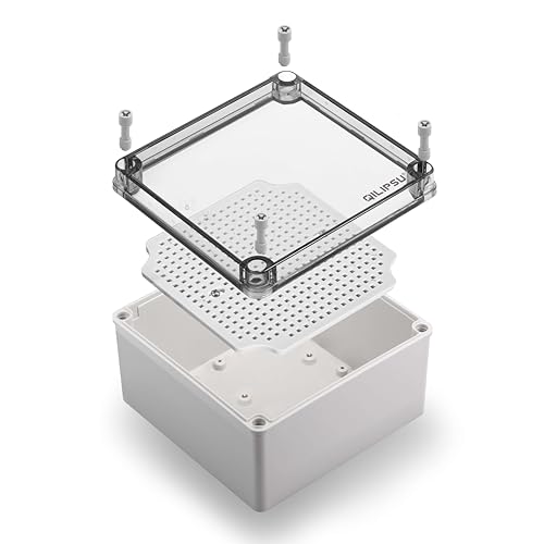QILIPSU Outdoor Junction Box IP67 Waterproof Project Box ABS Plastic Weatherproof Electrical Enclosure Clear Cover (4.9"x4.9"x3.9" CC) - color: Clear Cover, size: 4.9"x4.9"x3.9"