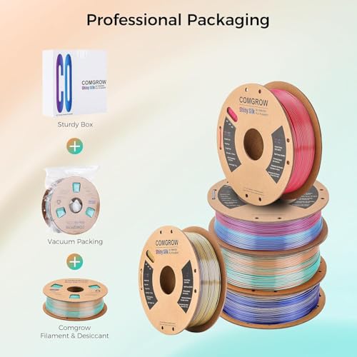 Comgrow Silk Shiny Blue Rose Red Orange and Golden 3D Printer Filament - color: Blue&rosered&orange&golden