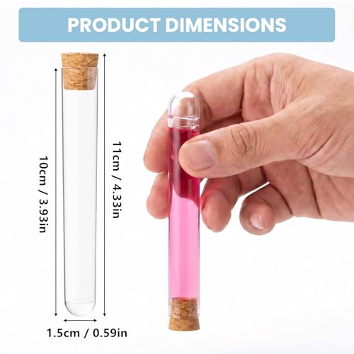 30Pcs 15 x 100mm Plastic Test Tubes with Cork Stoppers