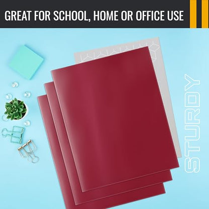 Better Office Products 2 Pocket Glossy Laminated Burgundy Red Paper Folders, Box of 25, Letter Size, Burgundy Red Paper Portfolios - color: Burgundy Red