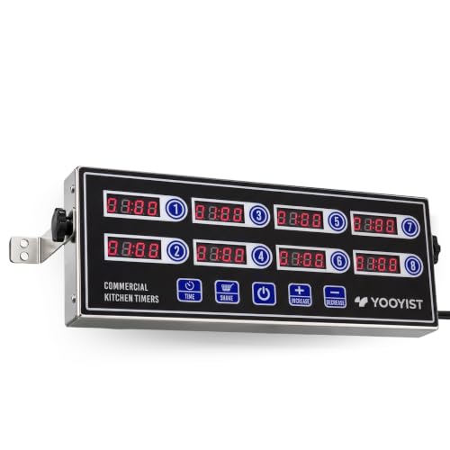 Commercial 8 Channel Digital Kitchen Timer Loud Alarm Cook Timer - color: Black