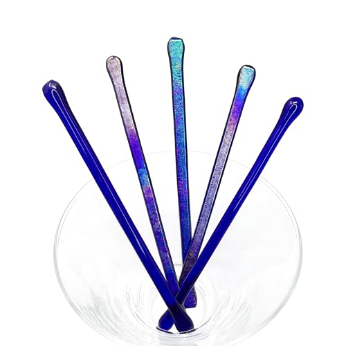 studioTica Handmade Glass Swizzle Sticks: Midnight Fire, Set of 5 - color: Midnight Fire