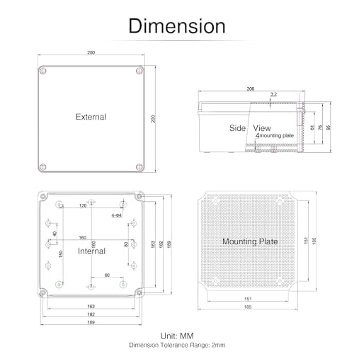 QILIPSU Outdoor Junction Box IP67 Waterproof Project Box ABS Plastic Weatherproof Electrical Enclosure Clear Cover (7.9"x7.9"x3.7" CC) - color: Clear Cover, size: 7.9"x7.9"x3.7"