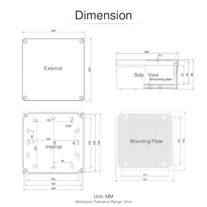 QILIPSU Outdoor Junction Box IP67 Waterproof Project Box ABS Plastic Weatherproof Electrical Enclosure Gray Cover (7.9"x7.9"x3.7") - color: Grey Cover, size: 7.9"x7.9"x3.7"