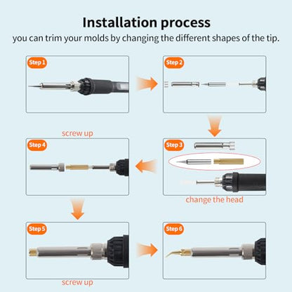 FYSETC 3D Printer Accessories Soldering Iron Kits: 60W 110V LCD Digital Solder Iron Pen with 7 Heat Set Insert Tool and 16Pcs Brass Cleaning Up