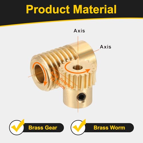 uxcell Worm Gear Set 20T 0.5 Module 20:1 Reduction Rate, Right Rotation Drive Gear Box Wheel Reduce Transmission Part (Brass Gear-3mm Bore, Brass Rod 6mm Bore) - size: Gear-3mm, Rod-6mm Bore, style: 0.5M-20T