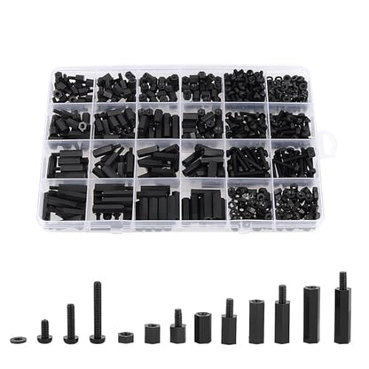 Exqutoo 620Pcs M3 Male Female Hex Standoffs Screws Assortment Kit - color: Black/3.2mm,620Pcs,Hex