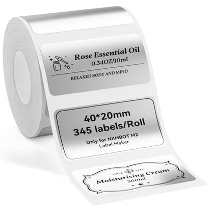 NIIMBOT M2/M3 Thermal Transfer Labels 1.57" x 0.78" (40x20mm) Silver - size: 40*20MM Silver