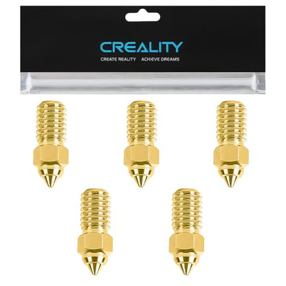 Creality Official Ender 3 V3 SE Nozzle, 0.4mm 5 Pcs High Speed M6 Extruder Nozzles, 3D Printer Brass High Temperature Wear Resistant Nozzle for Ender 5 S1, Ender 7