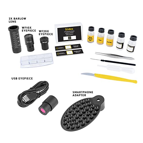 National Geographic 40x-1600x Microscope with USB Eyepiece and Smartphone Adapter