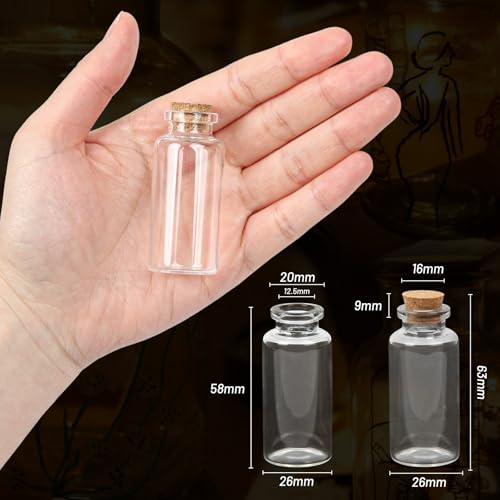 20ml Small Glass Bottles with Corks, Pack of 100, Wishing Glass Jars