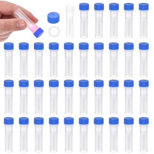 PATIKIL 0.5mL Plastic Cryogenic Vial, 64Pcs Cryogenic Storage Tube Lab Frozen Test Tube Container Storage Screw Cap for Lab Laboratory Science, Blue Clear - color: Blue, size: 0.5ml