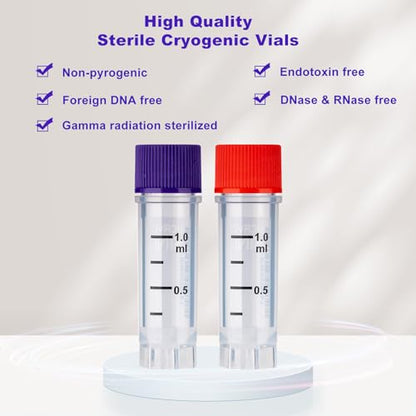 1.0ml Cryovials, Side-Coded, External Thread, Blue, 500Pcs - color: Blue, size: 1.0ml