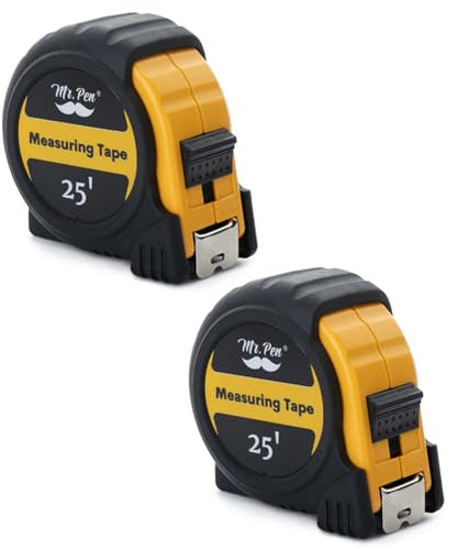 Mr. Pen- Retractable Tape Measure 25 ft, 2 Pack, Yellow, Easy Read - color: Yellow, size: 2 pcs