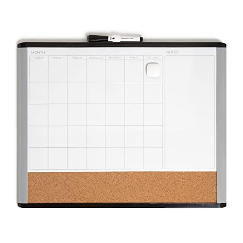 U Brands Calendar Whiteboard Dry Erase Board, 16" x 20", Black and Gray - color: Black/Gray, size: 20"W x 16"H