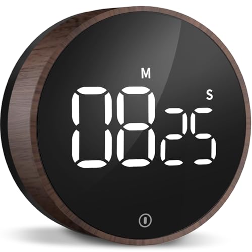 Digital Magnetic Kitchen Timer & Stopwatch with LED Display, Woodgrain - color: Deep Woodgrain