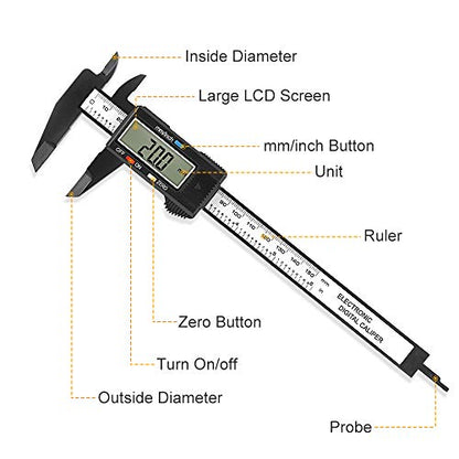 Digital Caliper, Sangabery 0-6 Inch Measuring Tool with Large LCD Screen
