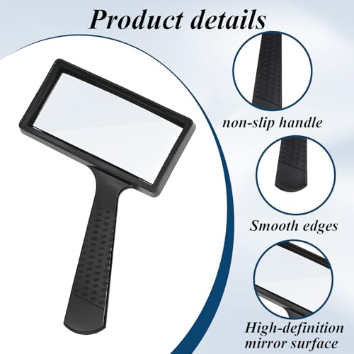 10X Magnifying Glass Rectangle Reading Magnifier Large Handheld Magnifying Glasses Scratch Resistant Glass Lens for Observation Reading Hobbies Nature Exploration Repair(Jumbo Horizontal Viewing Area)
