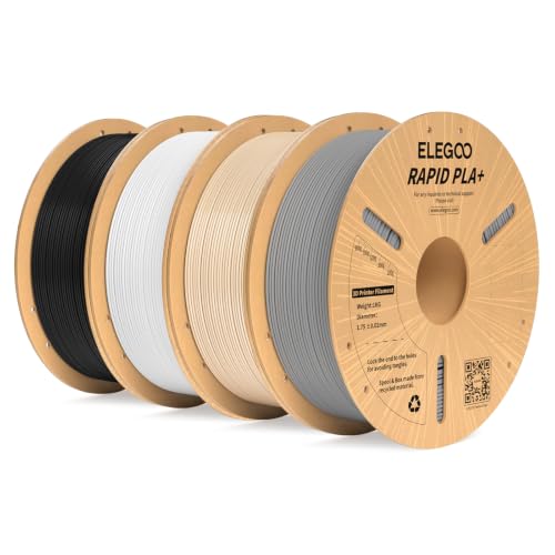 ELEGOO Rapid PLA Plus 3D Printer Filament Bundle Black/White/Beige/Gray 4KG - color: 4*1kg Black/White/Beige/Grey