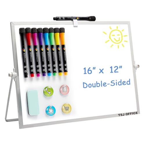 TSJ OFFICE Small White Board - 12 X 16 Inches Silver Framed Dry Erase Board - color: Silver, size: 16"W x 12"H
