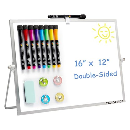 TSJ OFFICE Small White Board - 12 X 16 Inches Silver Framed Dry Erase Board - color: Silver, size: 16"W x 12"H