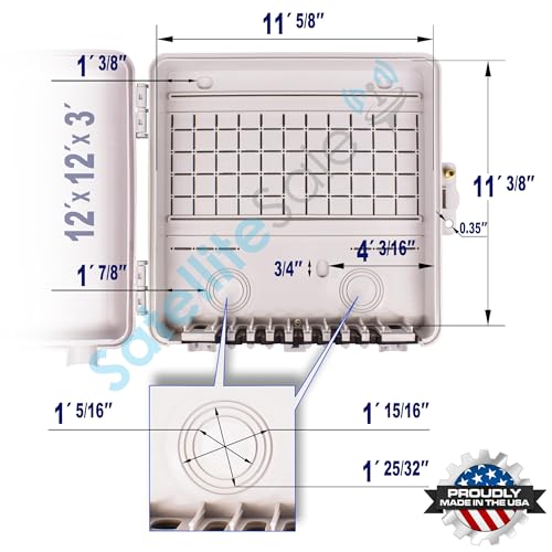 SatelliteSale Weatherproof Junction Box Heavy Duty Enclosure 12x12x3 Inches UV-Rated Thermoplastic Alloy Made in USA - size: 12"×12"×3"