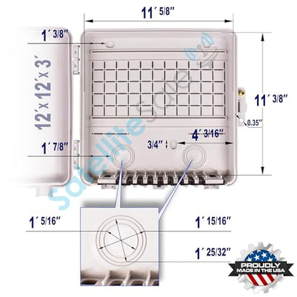 SatelliteSale Weatherproof Junction Box Heavy Duty Enclosure 12x12x3 Inches UV-Rated Thermoplastic Alloy Made in USA - size: 12"×12"×3"