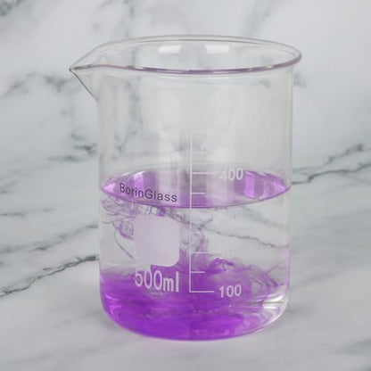 BorinGlass Measuring Beaker Set, (5 Pieces) High Borosilicate Glass Graduated Beakers in 5 Sizes, 50 ml / 100 ml / 250 ml / 500 ml / 1000 ml (1 L)