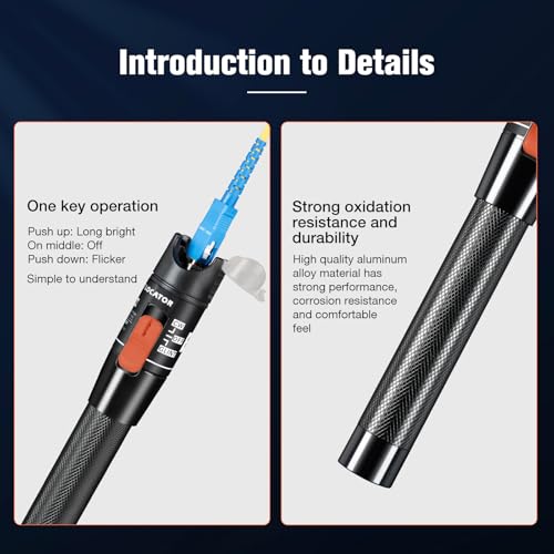 Visual Fault Locator,10-20KM Fiber Optic Cable Tester Meter, VFL Red Light Pen Light Source Testers(Black) - style: 10-20KM VFL