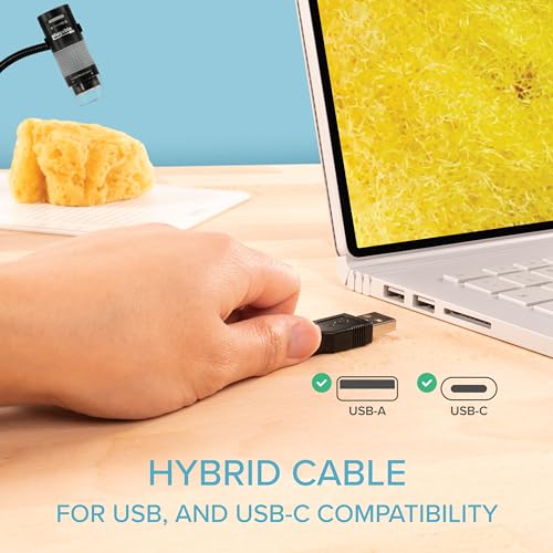 Plugable USB Digital Microscope 250x, 2MP Micro Camera, Flexible Arm Stand - size: 250X Magnification
