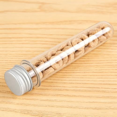50 PCS Plastic Test Tubes with Aluminum Screw Caps, 40ml Clear Test Tubes for Plant Propagation, Candy, Bead Storage, Bath Salt, Party Decor, 140 x 25 mm, 5.5 x 1 inch