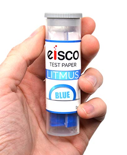 EISCO Pack of 100 Litmus Test Strips, Blue, Acid Indicator, Includes Reusable Container