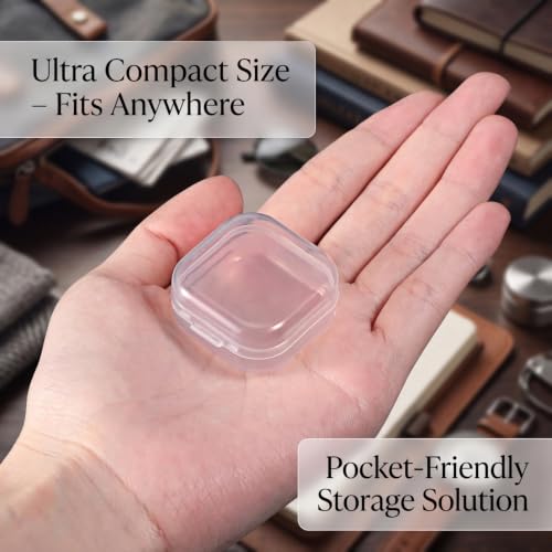 SATINIOR 24 Pcs Small Clear Plastic Container Box, 1.4 x 1.4 x 0.7 in - size: 1.37 x 1.37 x 0.7 Inches