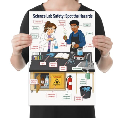 Science Lab Safety Poster - Educational Reference for Classrooms - 13x19