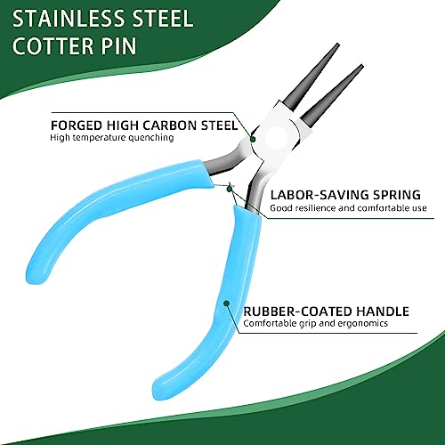Keadic 8Pcs Jewelry Pliers Set - 4.5" Round Nose, Wire Cutting, Chain Nose Pliers With Tweezers, Jump Ring Opener for Jewelry Making, Wire Wrapping, Beading
