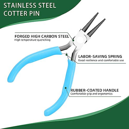 Keadic 8Pcs Jewelry Pliers Set - 4.5" Round Nose, Wire Cutting, Chain Nose Pliers With Tweezers, Jump Ring Opener for Jewelry Making, Wire Wrapping, Beading